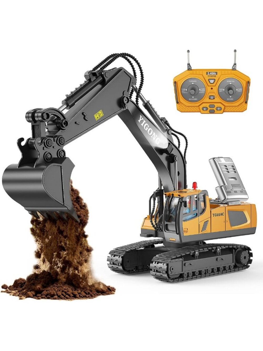Remote Control Excavator Toy for Kids - Durable Alloy Bucket, Fun Outdoor Play